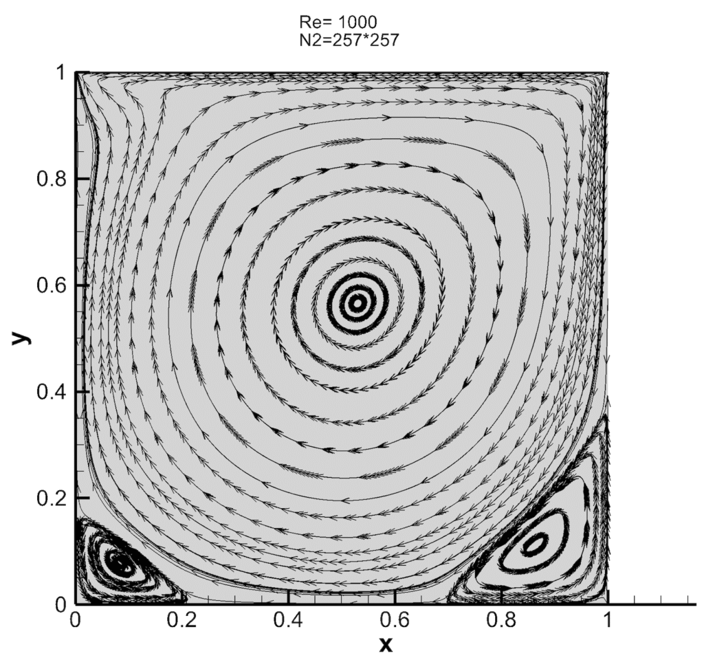 Lattice Boltzmann cavity flow result